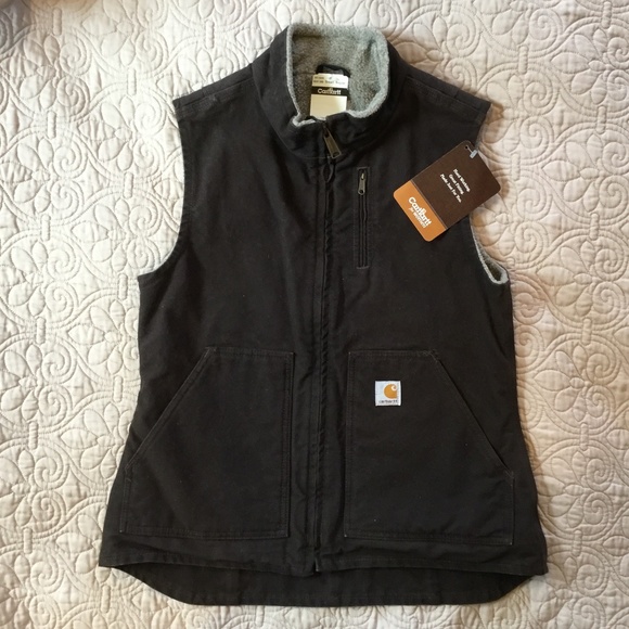 Carhartt for Women’s Mock Neck Jacket Vest, Sandstone, size small - Picture 3 of 8